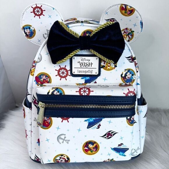 Wish Loungefly White AOP Backpack Disney Cruise Line DCL SOLD OUT In Hand - Picture 9 of 9